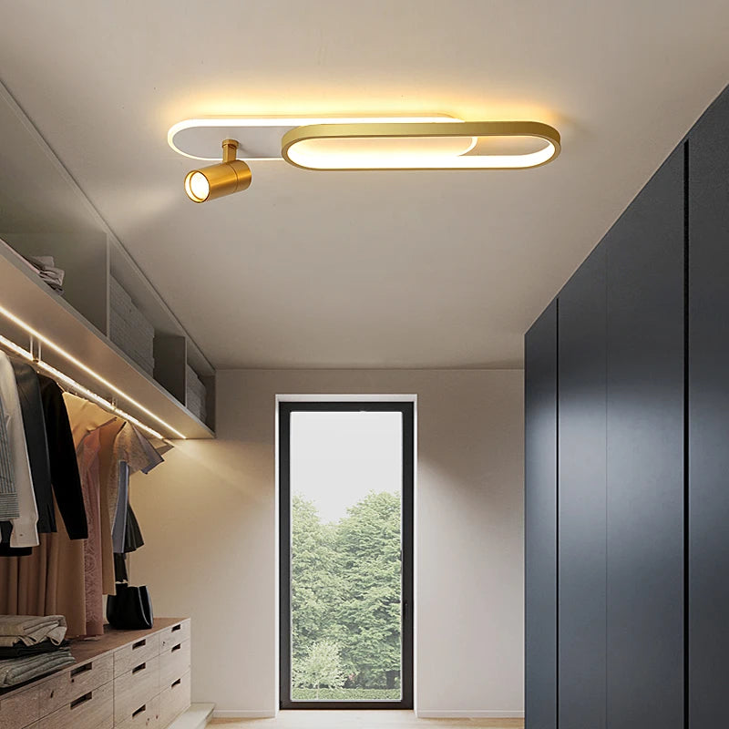 Plafonnier LED Moderne – Élégance Dorée avec Télécommande